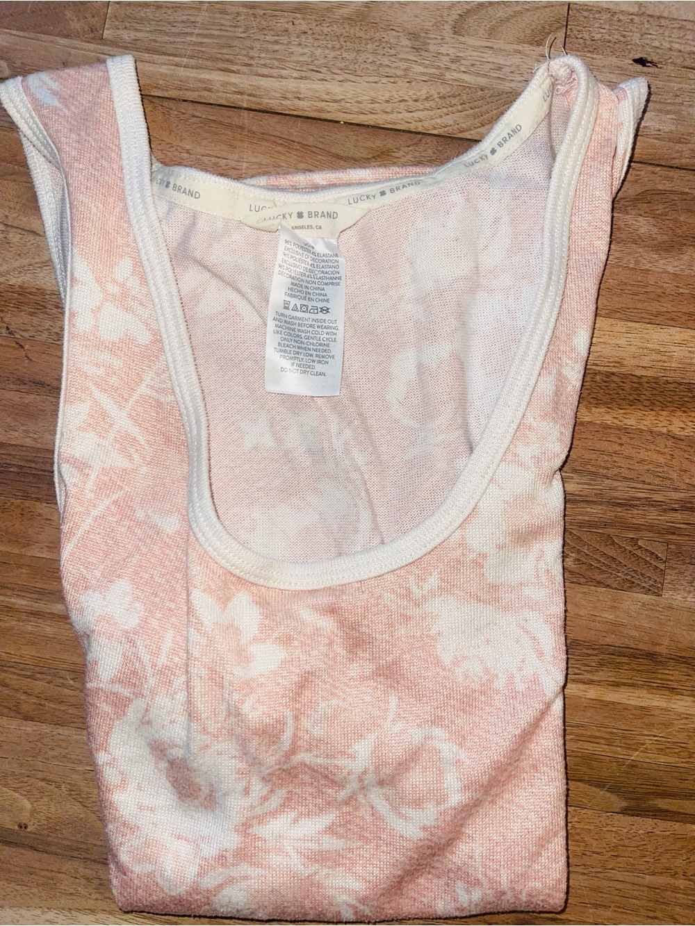 Lucky Brand Pink & White Floral Tank Pajama Top